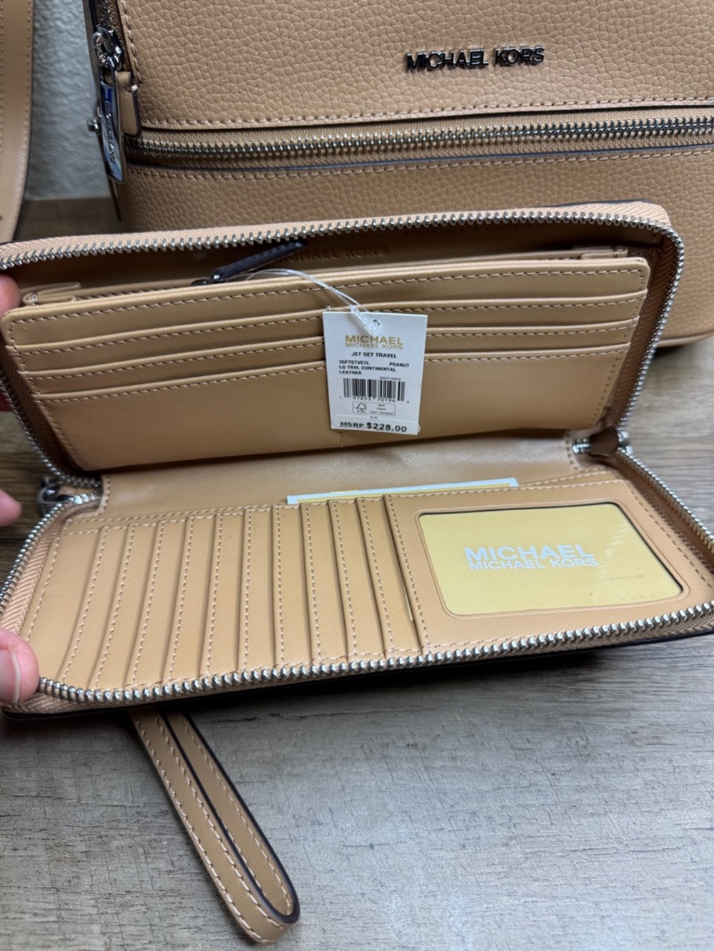 Michael Kors Tan Pebbled Leather Backpack & Zip Wallet Set - Picture 2 of 8